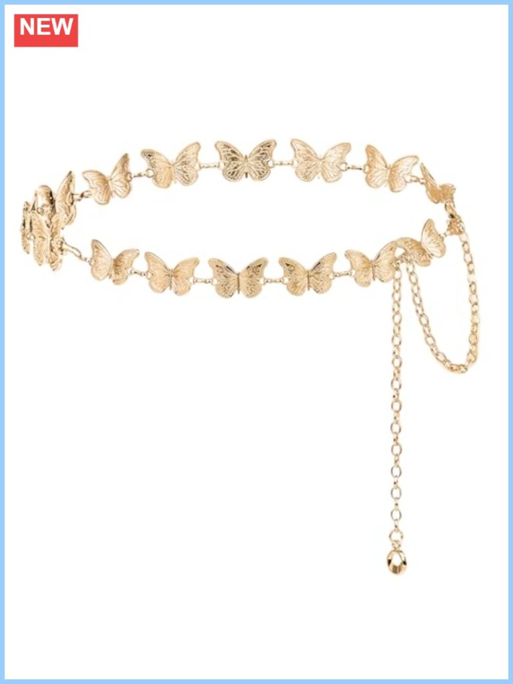 Adjustable Butterfly Chain Belt Alloy Link Waist Jewelry for Dresses Festival